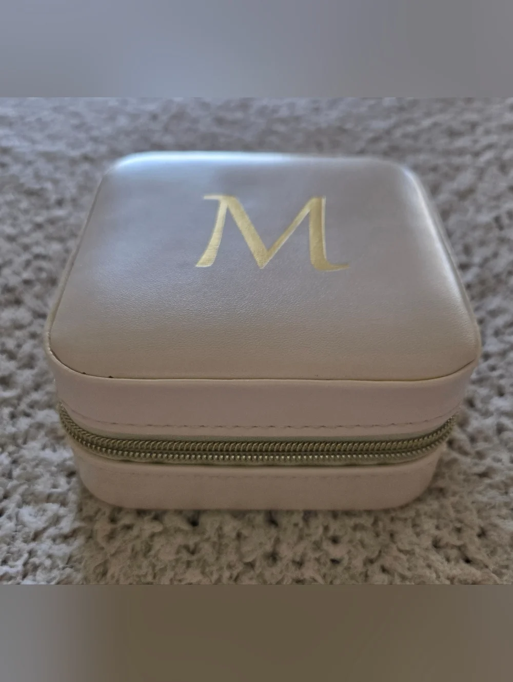 Monogram M Small Jewelry Travel Case - Blush Pink with Gold